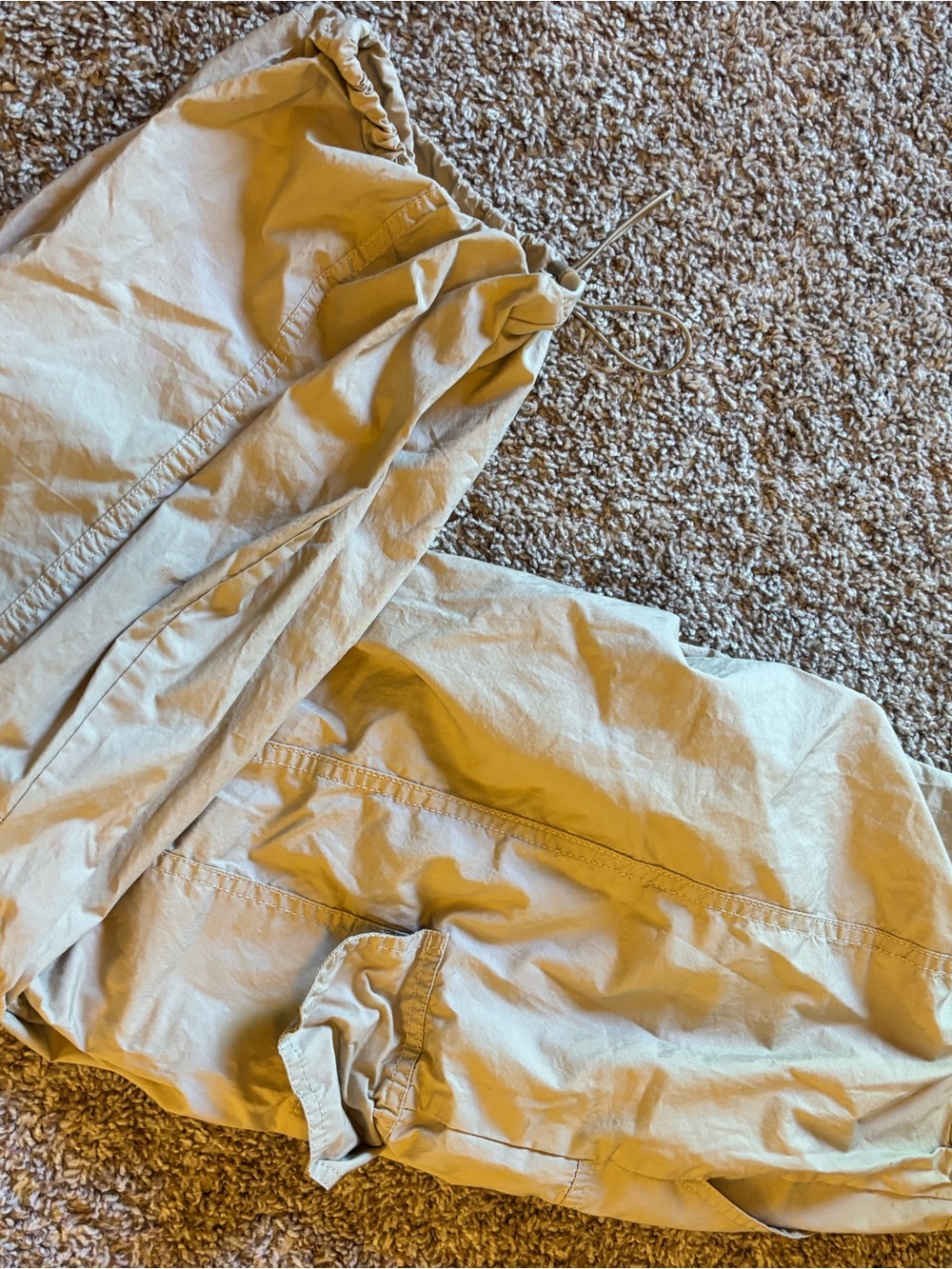 Ambiance Light Khaki Elastic Waist Cargo Pants